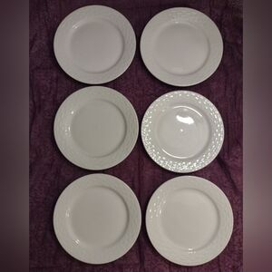 Gibson Everyday Sarasota Small Desert Plates  Set Of Six  White Lattice Design